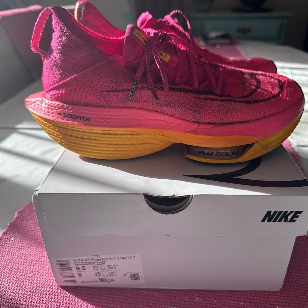 Nike women’s air zoom AlphaFly next 2% Pink and Yellow Running Shoes